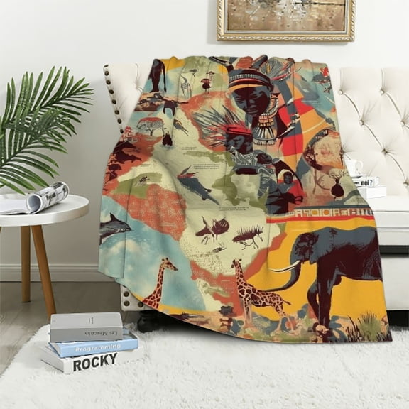 BCIIG African Wildlife Warm Lightweight Blanket Soft Fleece Throw Blanket Living Room Sofa Decor Cow Gifts All Seasons - Flannel Material 40x50in