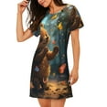 thumbnail image 2 of Sikiie Cute Butterfly Bear Print Women's Short-sleeved Nightdress, Round Neck Pullover Nightdress Pajamas Summer Home Wear, 2 of 6