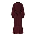 thumbnail image 4 of Satin Dress, Long Sleeve Elegant Dress for Women, Loose Fitting Casual Party Dress with Accordion Pleats, 4 of 9