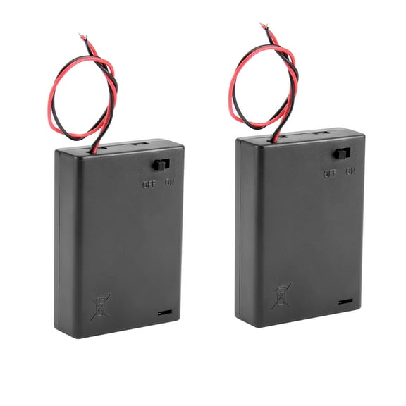 Unique Bargains 2 Pieces Wired ON/OFF Switch 3 x AA 4.5V Battery Holder Case w Cover