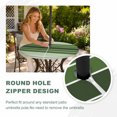 thumbnail image 4 of Round Outdoor Tablecloth with Umbrella Hole and Zipper, Forest Green Ombre Stripe Tablecloth with Elastic Waterproof, Farmhouse Striped Gradient Patio Table Covers for 36" - 44" Picnic Pool Tables, 4 of 9