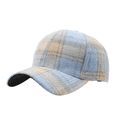 thumbnail image 2 of Clossjun Women Men Stylish Plaid Baseball Cap Fall Winter Warm Classic Hat Soft Casual Dad Hat for Outdoor Sport Light Blue, 2 of 6