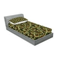 thumbnail image 2 of Ambesonne Camouflage Fitted Sheet & Pillow Sham Set, Hunter in Forest, Twinxl, Green Brown Khaki, 2 of 2