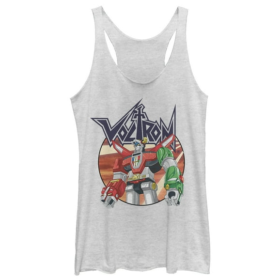 Women's Voltron: Defender of the Universe Robot Circle  Racerback Tank Top White Heather Small