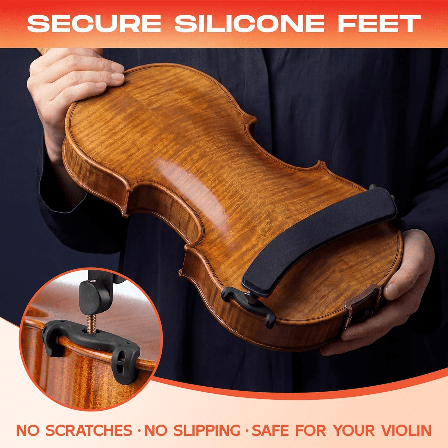 MOUSYKO Shoulder rests for violins,Violin Shoulder Rest for 1/2-1/4 Size, Collapsible and Height Adjustable Feet, Violin Universal Type Violin Parts Soft Easy to use