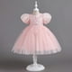 thumbnail image 4 of Vestido de niña de un año con flores y mangas abullonadas, elegante, falda corta de malla abullonada, vestido de princesa para niñas, 4 of 5