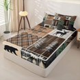 thumbnail image 2 of Erosebridal Rustic Cabin Pattern Zipper Twin Comforter Sets with Fitted Sheet and 2 Pillowcases,Wildlife Silhouette Print Zipper Bedding Set,Brown Black Sage Green,Black Reversible, 2 of 6