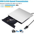 thumbnail image 3 of External CD DVD Drive, USB 3.0 Portable CD/DVD +/-RW Drive/DVD Player for Laptop CD ROM Burner Compatible with Laptop Desktop PC Windows Linux OS Apple Mac White, 3 of 7