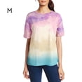 thumbnail image 1 of Camiseta de mujer Cuello redondo Manga corta Top Blusa estampada con efecto tie-dye, Rosa, M Jumpingount AP002435-11, 1 of 7