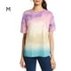 thumbnail image 1 of Camiseta de mujer Cuello redondo Manga corta Top Blusa estampada con efecto tie-dye, Rosa, M Monstrate AP002435-11, 1 of 7