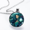 thumbnail image 2 of Mermaid Stunning Glass Circular Pendant Necklace Jewelry, 2 of 5