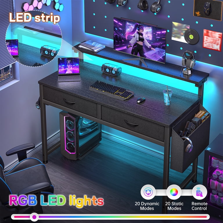 Romorgniz 37.8" Computer Desk with RGB LED and Monitor Stand photo 5