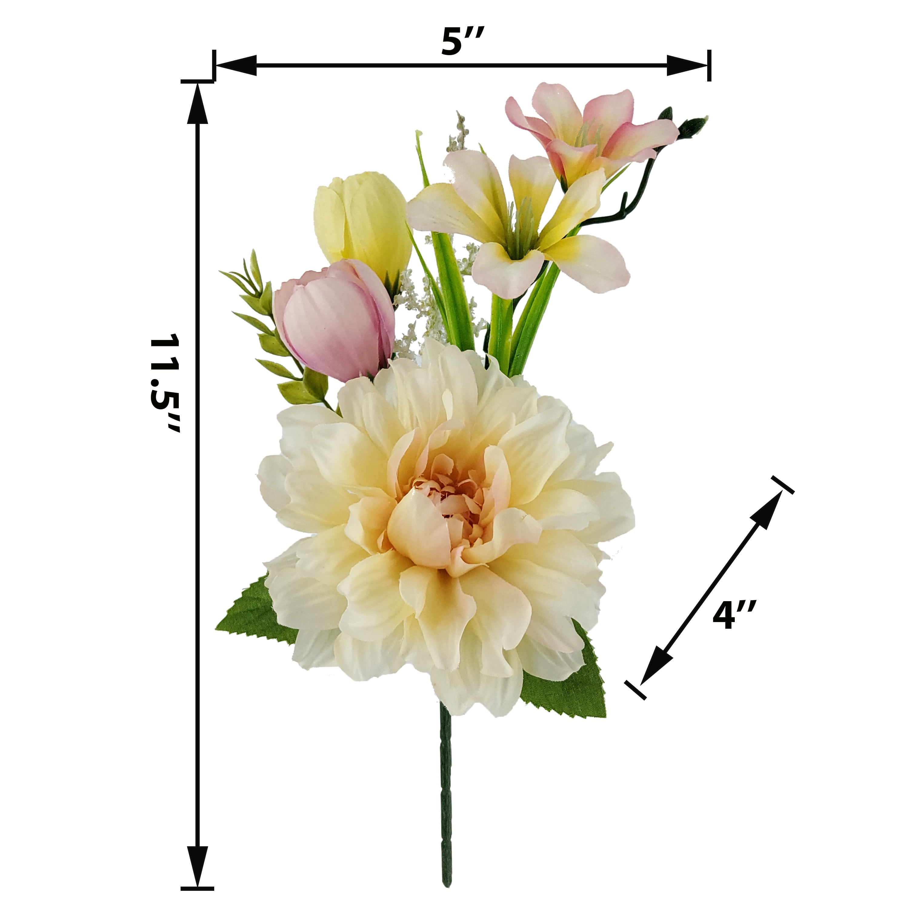 Mainstays 11.5  inches Indoor Artificial Dahlia Mix Pick, Cream Color.