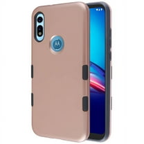 Motorola Moto E (2020) Phone Case Stylish Dual Layers Hard Back & TPU Rubber Silicone Full Body Protective Hybrid Armor Heavy Duty Grip Bumper Sturdy Shockproof Cover [ROSE GOLD] for MOTOROLA Moto E