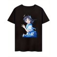 thumbnail image 1 of T-shirt à Col Rond Doux pour Homme avec Graphique d'Anime et Motif Imprimé de Fille d'Anime Expressif, Manches Courtes, 1 of 5