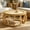 Natural, variant on WanKaMom Boho Rattan Coffee Table, Round Wooden Tea Table with Curved Legs, Coastal & Rustic Style Woven Accent Table for Living Room, Sturdy Solid Wood Frame, Easy Setup