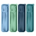 thumbnail image 1 of 4 Sets Reble Utensils Set with Case Chopsticks Cutter Fork Spoon Travel Cutlery Set Lunch Box Accessories Work Travel Daily Use 4pcs, 1 of 13