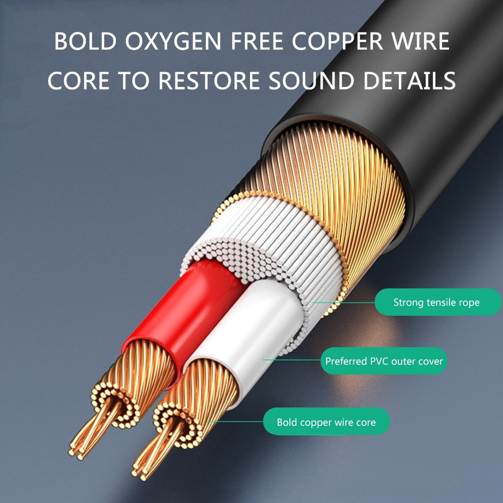 Drrntien Professional 3.5mm to 6.35mm(6.5) TRS Stereo Aux Cable 1/8 to 1/4 Cord for Mixing Consoles Amplifiers Guitars