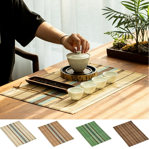 Eco-Friendly 18" x 12" Bamboo Table Place mats Natural Non-Slip Bamboo Table Decor Placemats for Kitchen Dining Room