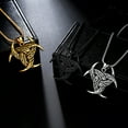 thumbnail image 4 of Jewmon Norse Viking Celtic Knot Necklace Triple Horn of Odin Pendant Charm 18K Gold Plated Viking Jewelry, 4 of 7