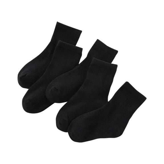 Breaise Boys And Girls Student Solid Cotton Mid LengthTube Socks Sports Socks Sweat Absorbing And Odor Proof Socks 5PC Kids School Socks