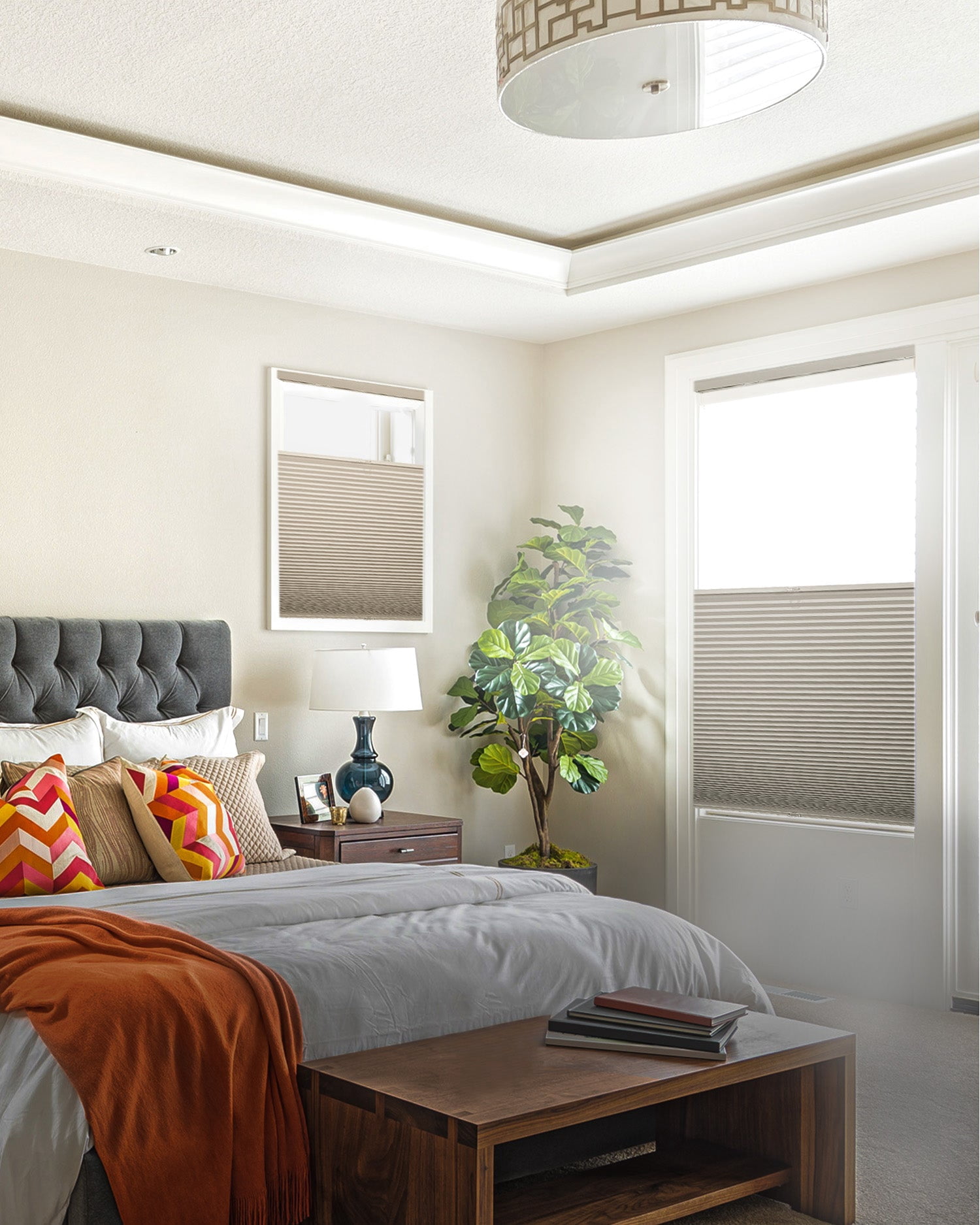 Chicology Cordless Top Down Bottom Up Blackout Cellular Shade Khaki Grey 68.5 in. W x 48 in. L