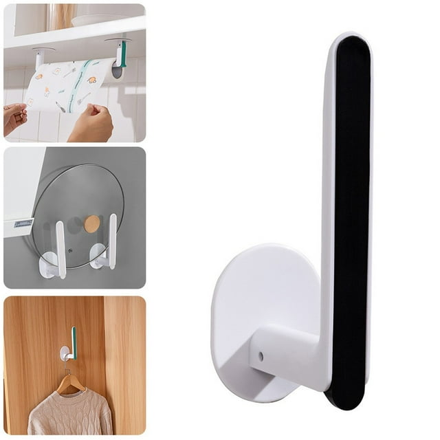 Oleegame 1PC Spoon And Lid Rest Kitchen Free Punchless Pot Cover Storage Rack Multi Function Cutting Board Rack Plastic Wrap Roll Paper Hook Black