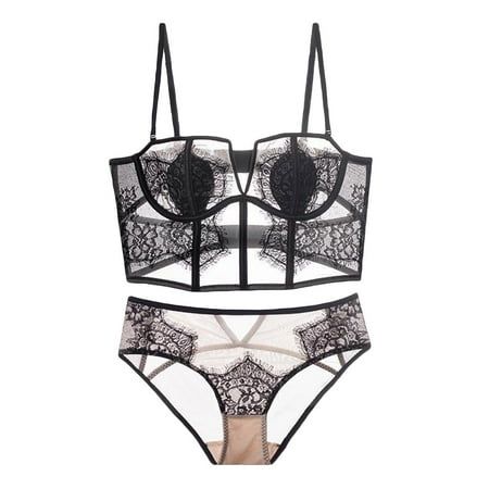 

REORIAFEE Women Floral Nightie Teddy Babydolls Night Out Sexy Sports Underwear Lingerie Everyday Bras Underpants Set Black XL