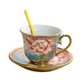 thumbnail image 4 of Taza de café y platillo de cerámica Juego de té de porcelana Hermoso estilo Brillante Elegante Rosa, 4 of 9