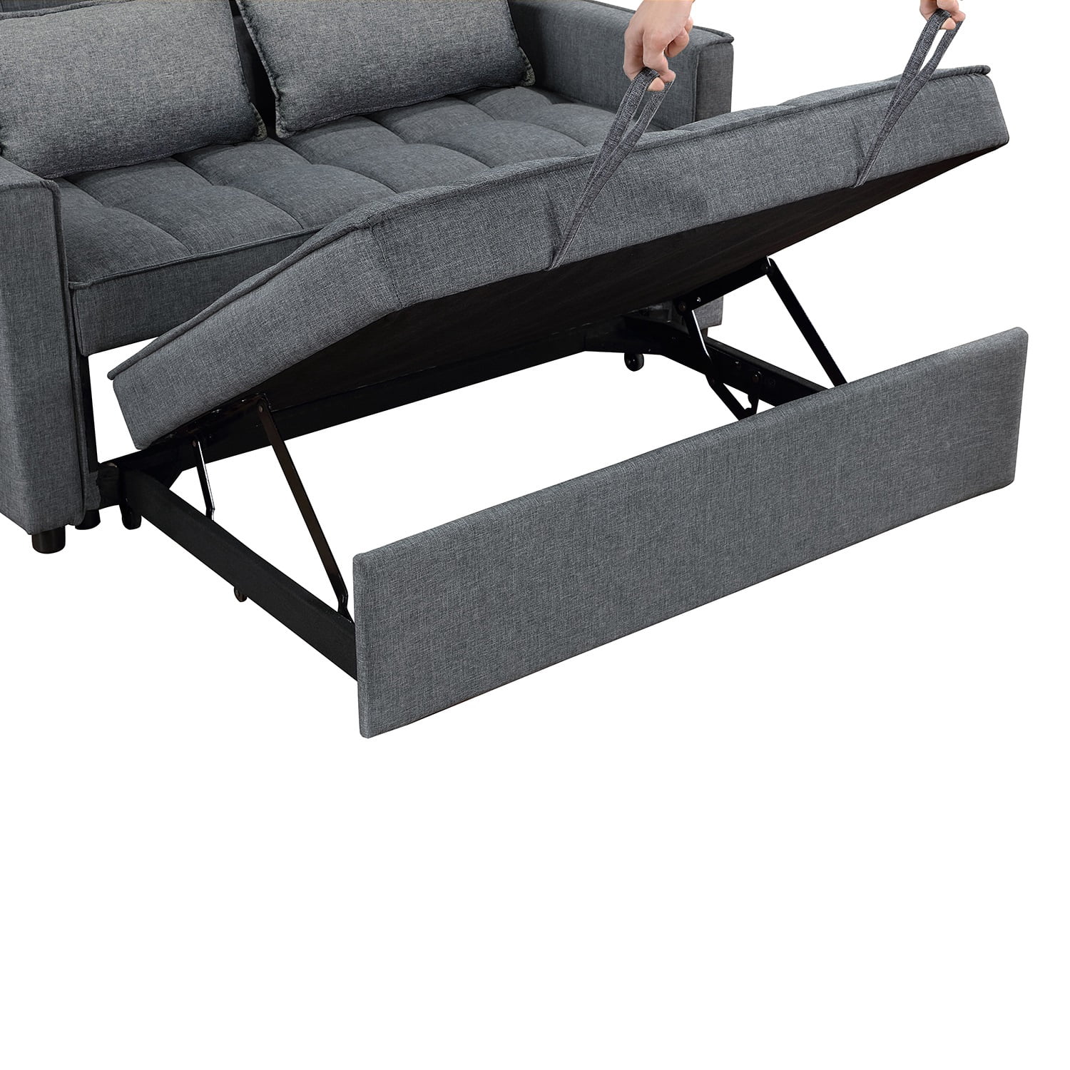 53'' Upholstered Convertible Loveseat Sleeper Sofa Bed for Apartment, Living Room, Office, Dark Gray