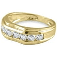 thumbnail image 2 of 10k Yellow Gold 1.00 Carat (ctw) Round Cut Natural White Diamond 7-Stone Mens Anniversary Wedding Band Ring Men's Jewelry (Diamond Color: H-I, Clarity: I2) Ring Size-13, 2 of 6
