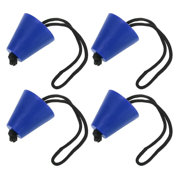 4 Pcs Universal Rubber Canoe Drain Holes Stopper Bung with Lanyard  Rubber Scupper Plugs Blue