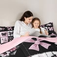 thumbnail image 4 of Manfei Kawaii Ribbon Bow Tie Queen Comforter Set 3pcs for Female Teens,Girls Kids Romantic Floral Bow Knot Bedding Comforter Set,Pink Reversible,Breathable Home Decor, 4 of 6