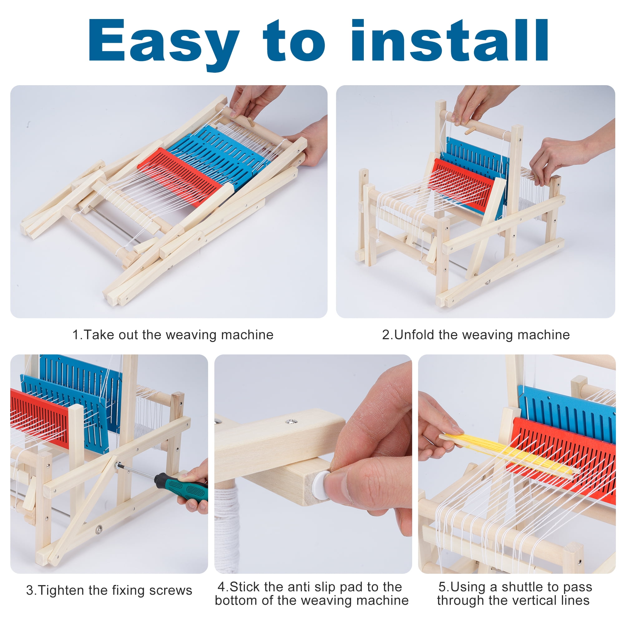 Gtouse Foldable Weaving Loom Kit, Complete DIY Multi-Craft Frame Looms for Adults Beginners