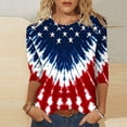 thumbnail image 2 of Fengactive Womens 3/4 Sleeve 4Th of July Shirts Crewneck Independence Day Printed Casual Loose Fit T Shirts, 2 of 5