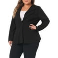 thumbnail image 4 of Agnes Orinda Women's Plus Size Office Work Double Lapel Button Peplum Blazer Jackets 1X Black, 4 of 6
