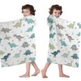 thumbnail image 4 of White Cartoon Dinosaurs Triangles Plants Pattern Hooded Bath Towel，60"x35" for Ages 3 To 12 Kids, Quick Dry Lightweight Soft Microfiber Hood Beach Towel Cover Up for Kids, 4 of 7