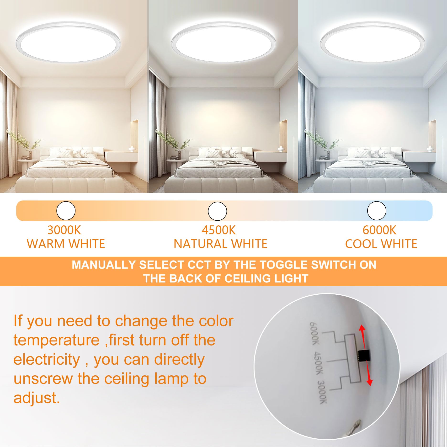 JOUALY 12-Inch LED Flush Mount Ceiling Light, 2-Pack photo 3