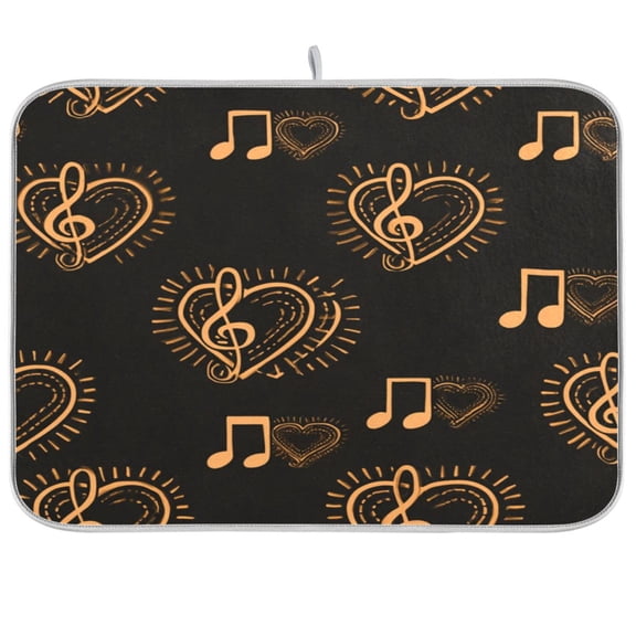 16x18Inch Dish Mat Absorbent Drying Dish Mat for Kitchen Multi-Functional Dish Drying Mats,Orange Note Printed