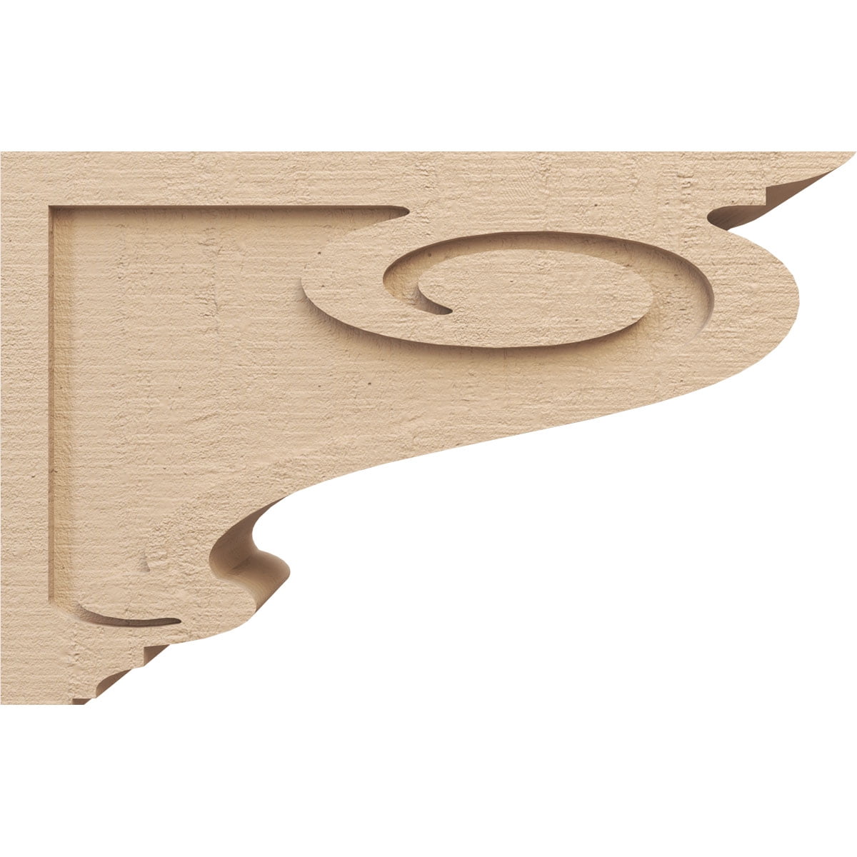 8"W x 24"D x 16"H Classic Scroll Rough Cedar Woodgrain TimberThane Corbel, Primed Tan