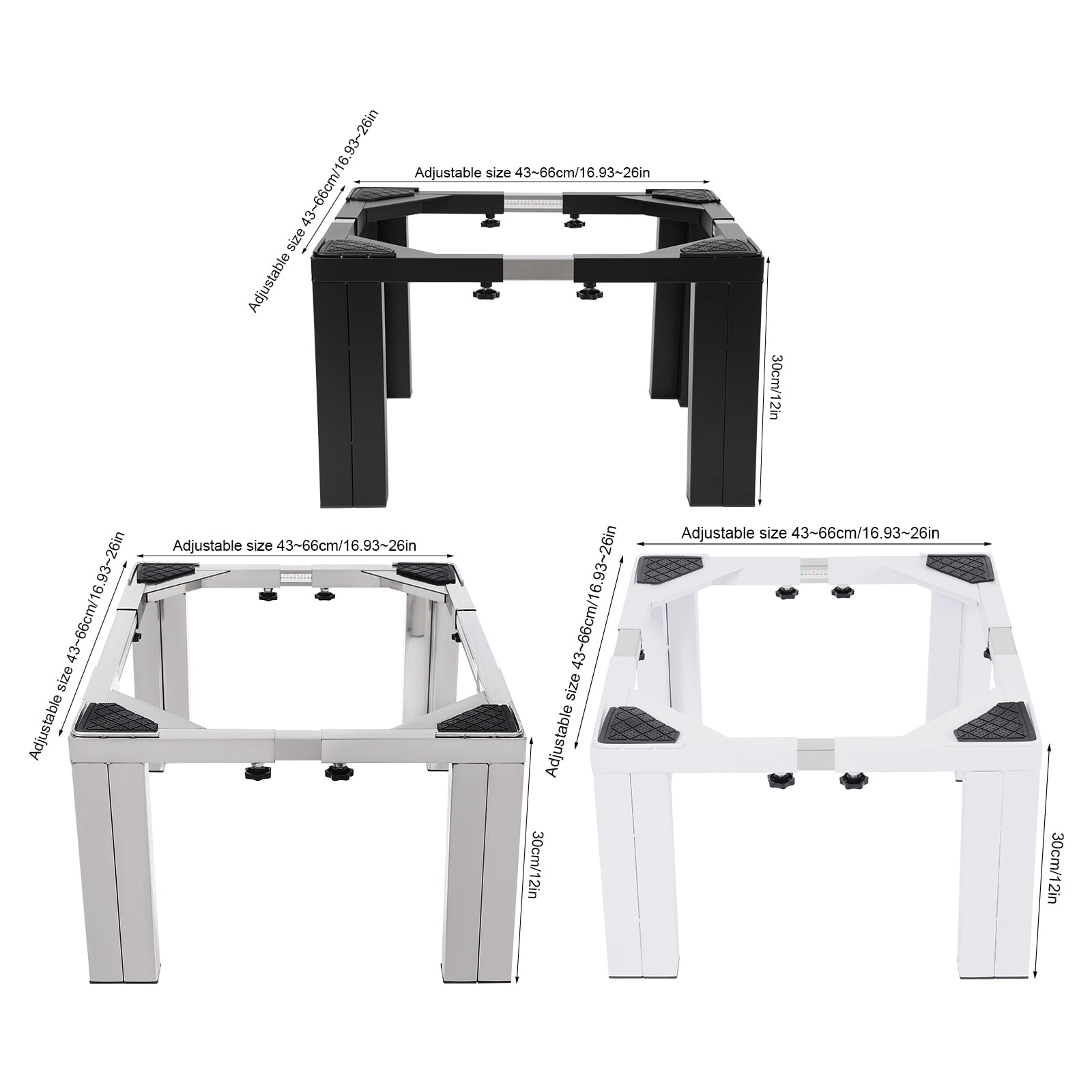 Heavy Duty Washing Machine Stand, 1102.31lbs Load Capacity, Adjustable Length & Width, Anti-slip Pads, Stainless Steel Construction