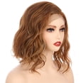 thumbnail image 2 of Onedor Shoulder Length Side Part Lace Front Short Wavy Hair Bob Wigs for Women (Ginger Blonde Evenly Blended with Medium Golden Blonde), 2 of 7
