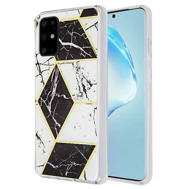 Samsung Galaxy S20 PLUS (6.7") Phone Case Marble Design Pattern Hybrid Bumper Shiny TPU Soft Rubber Silicone Raised Edge Cover Electroplated Slim Thin Case BLACK WHITE Marbling for Samsung Galaxy S20 