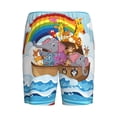 thumbnail image 5 of Gaeub Rainbow Animals on Noah's Ark Printed Men's Short Pajama Pants, Lightweight Lounge & Sleep Bottoms Keep You Cool - Medium, 5 of 9