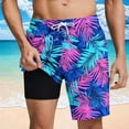 thumbnail image 2 of ZCFZJW Men's Hawaiian Swim Trunks with Compression Liner Board Beach Shorts Tropical Printed Summer Quick Dry Swim Shorts Bathing Suits with Pockets Purple#02 XXL, 2 of 6