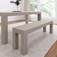 thumbnail image 1 of Plank+Beam 60 Inch Dining Bench for Dining Room, Modern Kitchen Dining Seat, Wooden Outdoor Bench, Solid Wood Entryway Bench, Seashell Wirebrush, 1 of 4