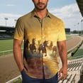 thumbnail image 2 of Mens Casual Manga Corta Botón Abajo Camisas Turndown Cuello Blusa de Impresión, Poliéster Ligero Top de la Moda para el Verano Al Aire Libre Y el Uso Diario, 2 of 6