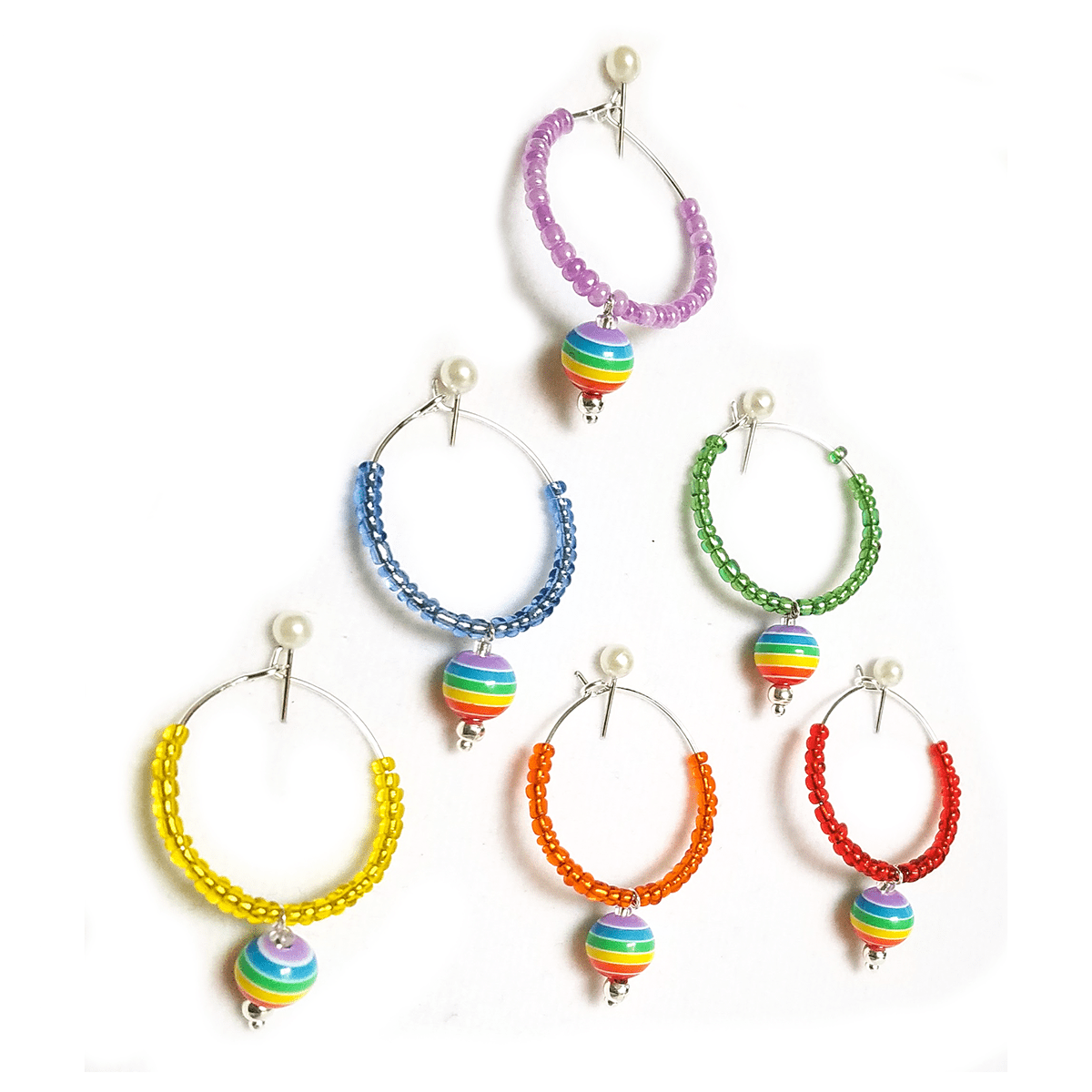 6 Wine glass Charms, LGBT pride inspiration, Rainbow, Wine Charms