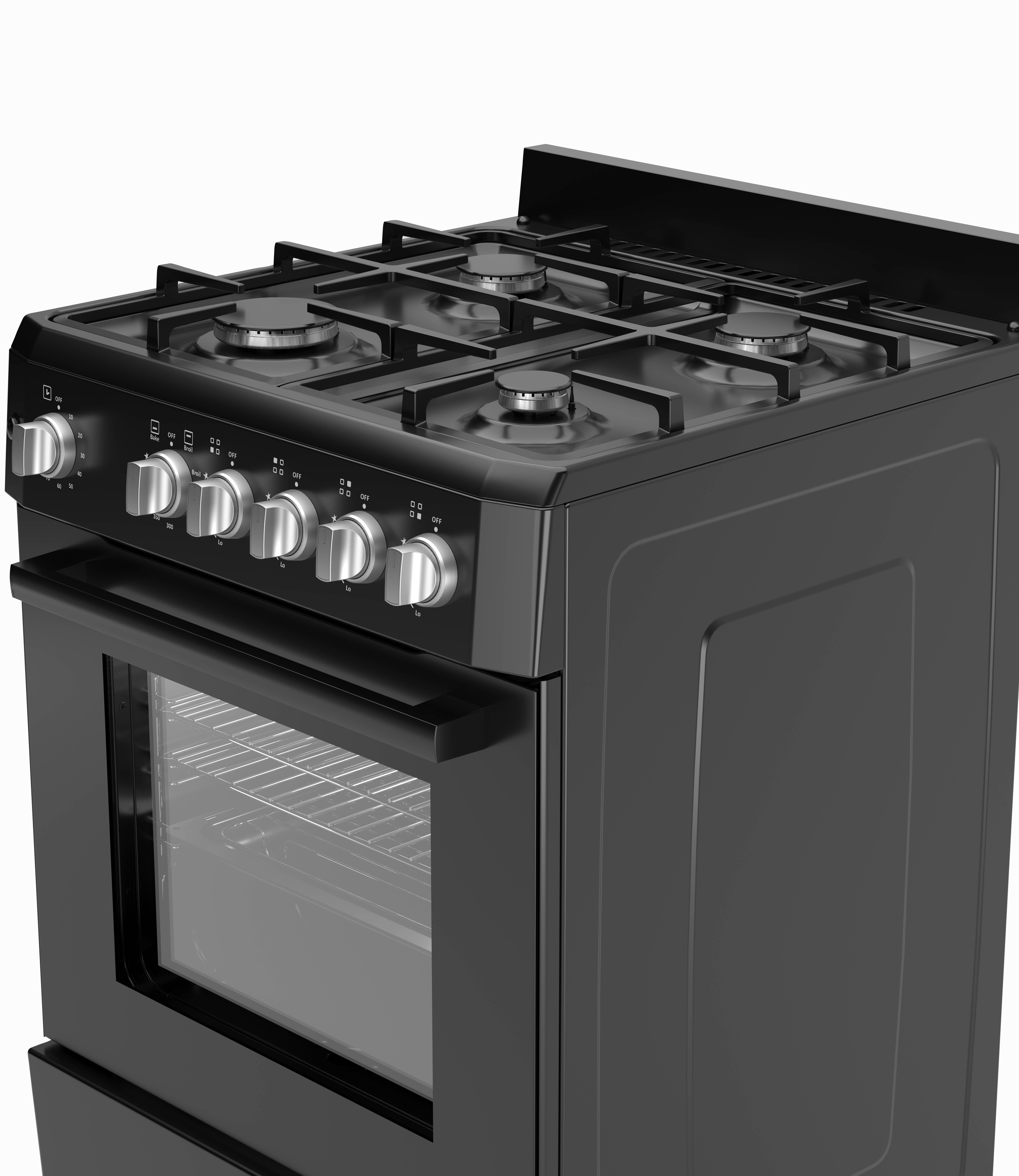 Premium Levella 24" Freestanding Gas Range with 4 Burners and 2.7 Cu. Ft. Oven Capacity in Black