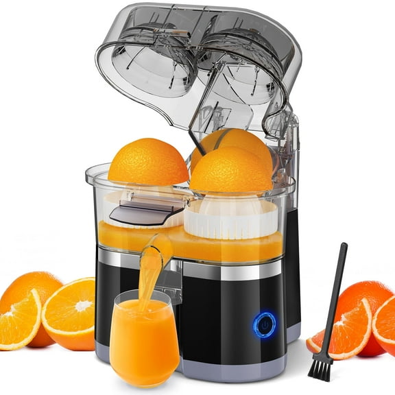 Electric Citrus Juicer, Dual-Head Orange Juicer Squeezer with Power Cord, Portable Juicer with Cleaning Brush for Lemon, Grapefruit, High Juice Yield, One Touch Operation, Easy to Clean